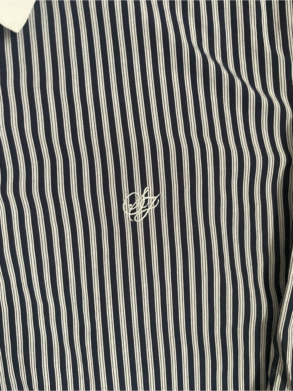 Sean John Long Sleeve Button Up Navy & White Striped XXL 100% Cotton Y2K Skate - Picture 5 of 9